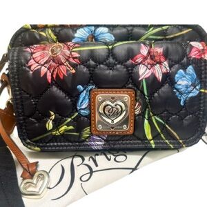 NWT Brighton Heart to Heart Quilted Floral Black Knix Nylon Utility Bag